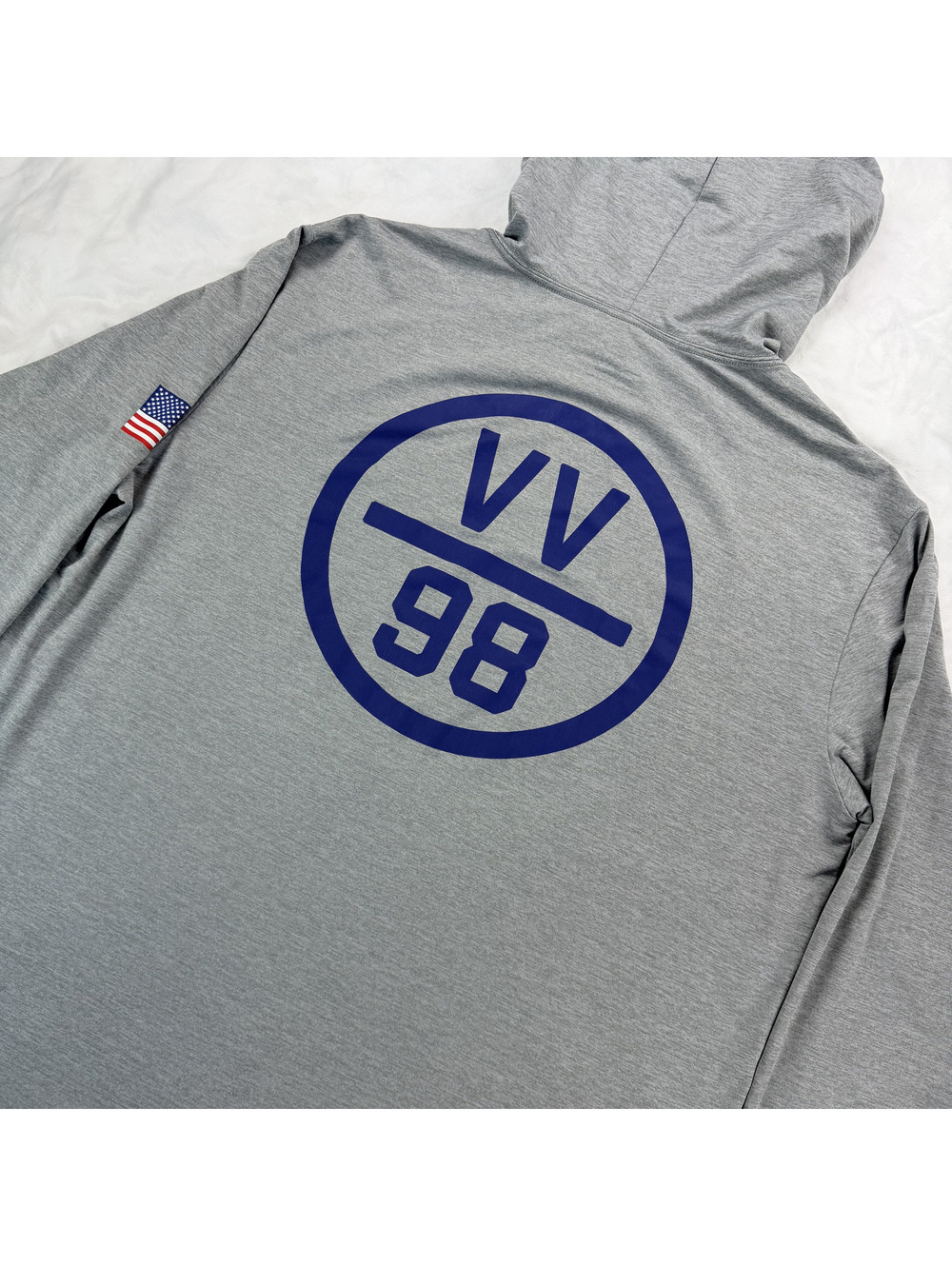 Vineyard Vines Performance Hoodie Men M Gray VV98 American Flag Long Sleeve